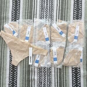 Lot Of 9 NWT DKNY size XL Nude Tan Thong Underwear